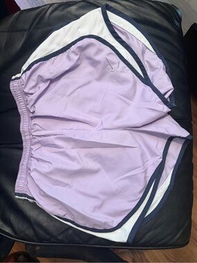 Nike Women's Lavender Athletic Running Shorts with Navy Trim